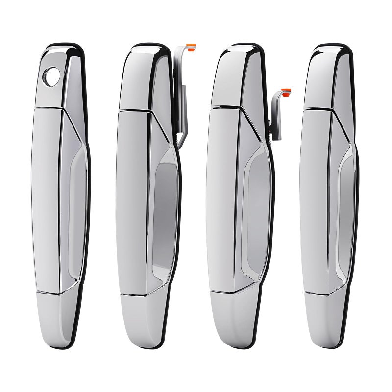 MNJWS Exterior Chrome Door Handle - Compatible with 2007-2013 Chevy Avalanche, Silverado, Suburban, Tahoe, GMC Sierra, Yukon, Cadillac Escalade Pickup Truck SUV - 4 PCS Front Rear Driver & Passenger Side - Image 1
